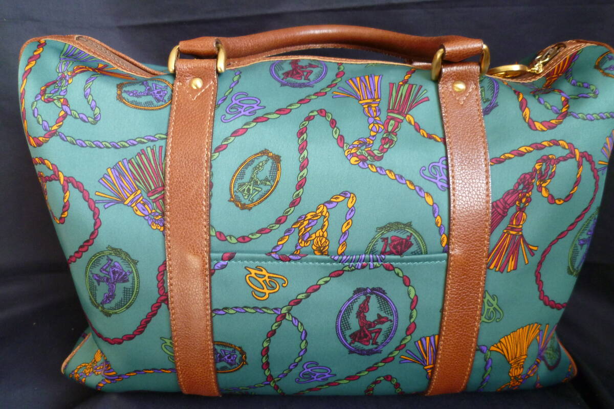 美品 シャルル ジョルダン ボストンバッグ トラベルバッグ タッセルプリント キャンバス×レザー CHARLES JOURDAN_画像5