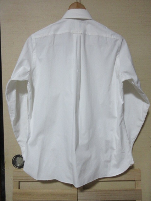 J.PRESS　J.プレス　長(zhǎng)袖シャツ/ラウンドカラー　ホワイト/ソリッド　LL　ハンガーループ/センターボックスプリーツ 綿100% 播州織!クリ済!