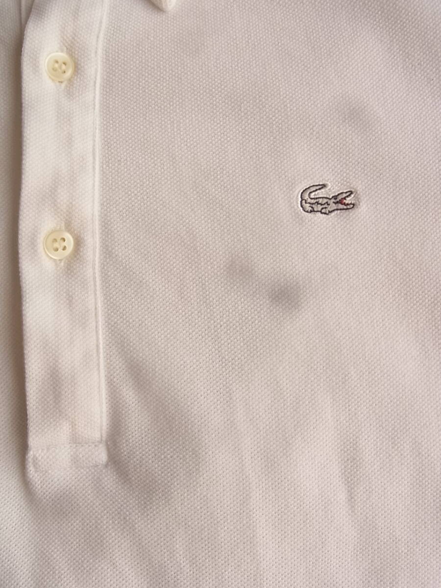 LACOSTE シルバーラコステ　鹿の子素材　プルオーバーボタンダウンシャツ　サイズ 3 日本制　ホワイト