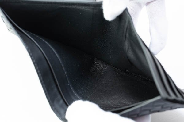 BOTTEGA VENETA ボッテガ ヴェネタ レザー イントレチャート 二つ折り財(cái)布 ブラック 箱付 #36723YR
