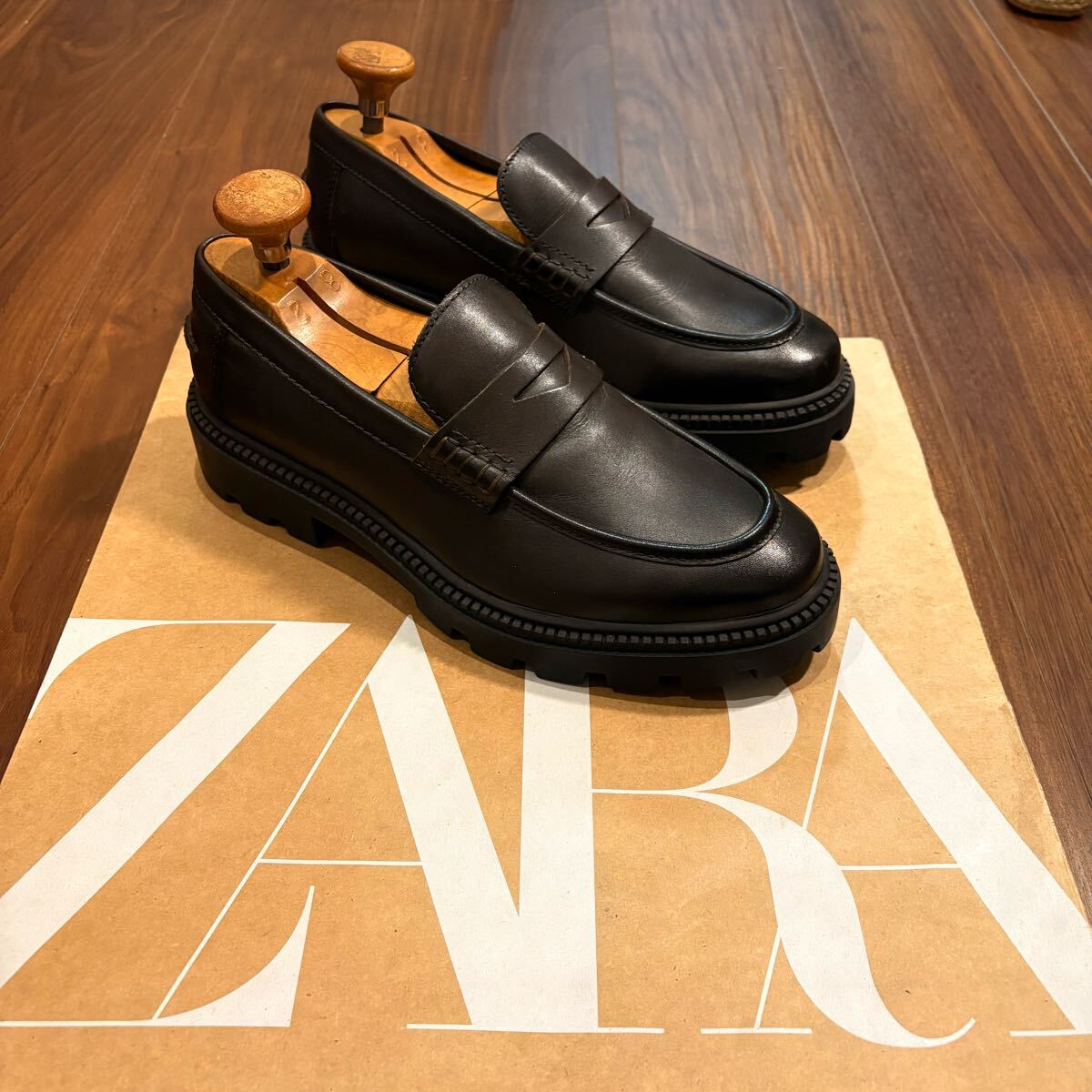 新品 ZARA LEATHER LOAFER 27 0cm BROWN メンズ ザラ 100%牛革 新品 ZARA LEATHER LOAFER 27 0cm BROWN メンズ ザラ 100%牛革
