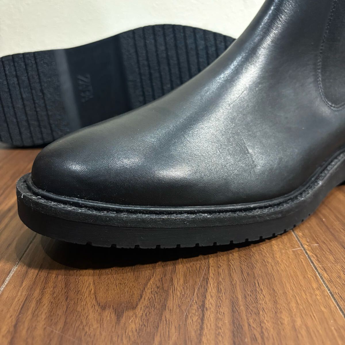 新品 ZARA 牛革使用 サイドゴアブーツ 28 5cm 44 ALL BLACK 新品 ZARA 牛革使用 サイドゴアブーツ 28 5cm 44 ALL BLACK