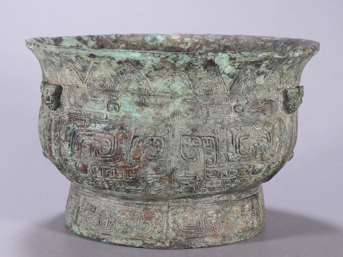 □大成美術□館蔵珍品 青銅器 獣面紋盆(検) 戦漢時代 唐物 □大成美術□館蔵珍品 青銅器 獣面紋盆(検) 戦漢時代 唐物