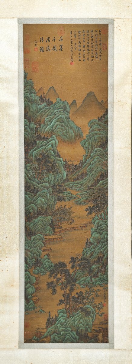 □大成美術□【銭維城書 絹本 春山雲翠図】(検)清代書画家 □大成美術□【銭維城書 絹本 春山雲翠図】(検)清代書画家
