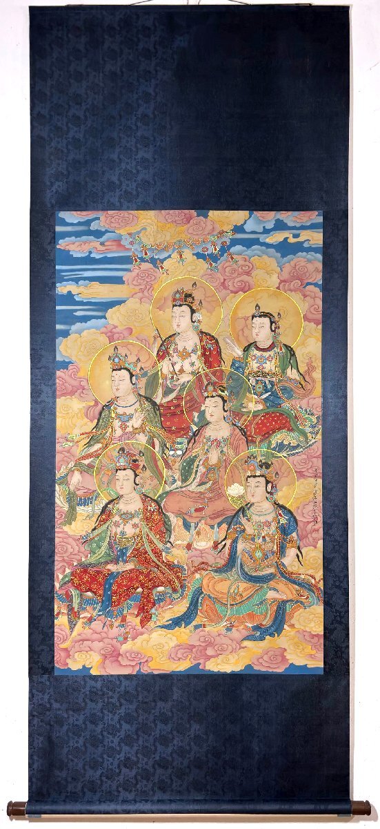 □大成美術□【張大千書 絹本 仏像図】(検)近代書画家 中国画 □大成美術□【張大千書 絹本 仏像図】(検)近代書画家 中国画
