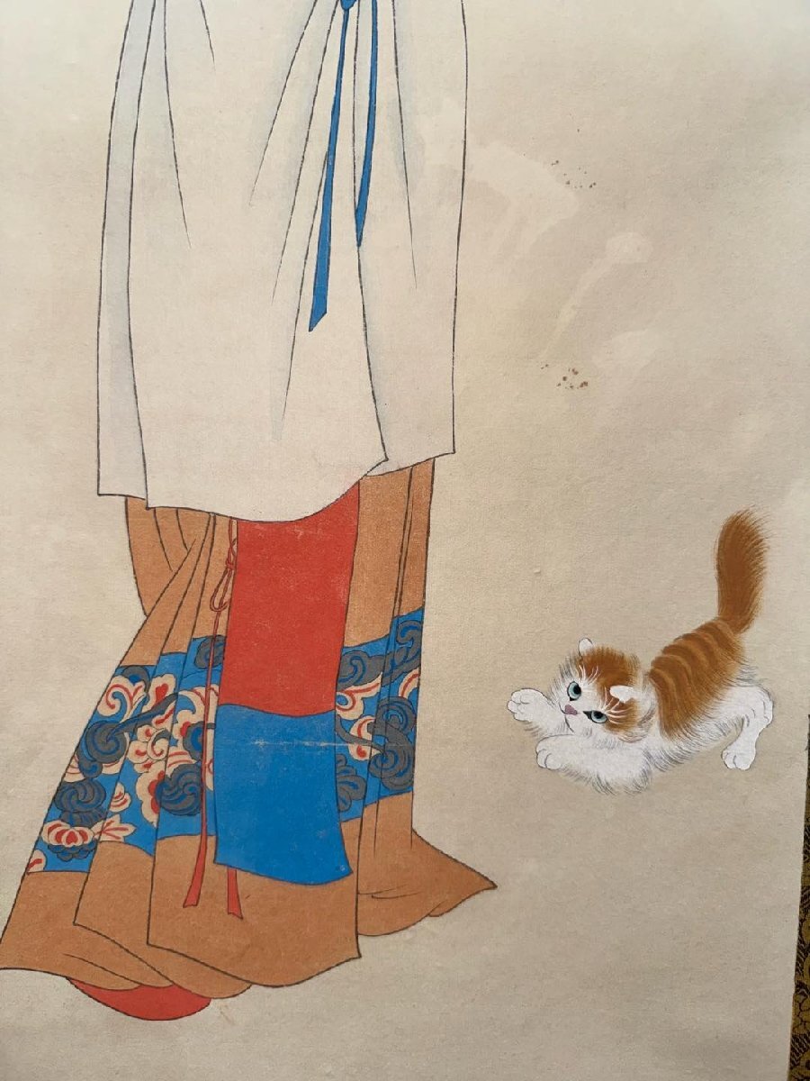 □大成美術□【張大千書 紙本 仕女図三条屏】 箱付き(検)近代 □大成美術□【張大千書 紙本 仕女図三条屏】 箱付き(検)近代