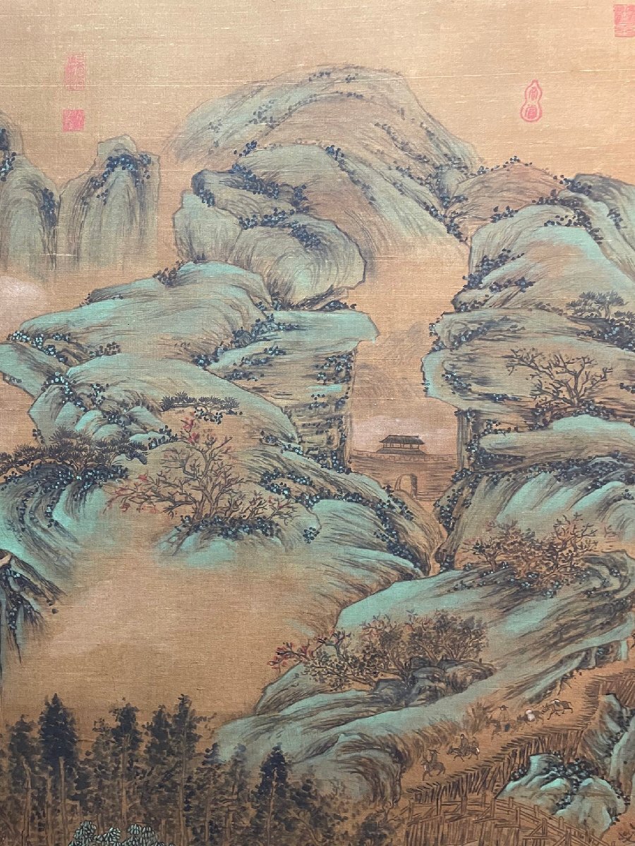 □大成美術□【唐寅書 絹本 山水図】(検)明代書画家 中国画 □大成美術□【唐寅書 絹本 山水図】(検)明代書画家 中国画