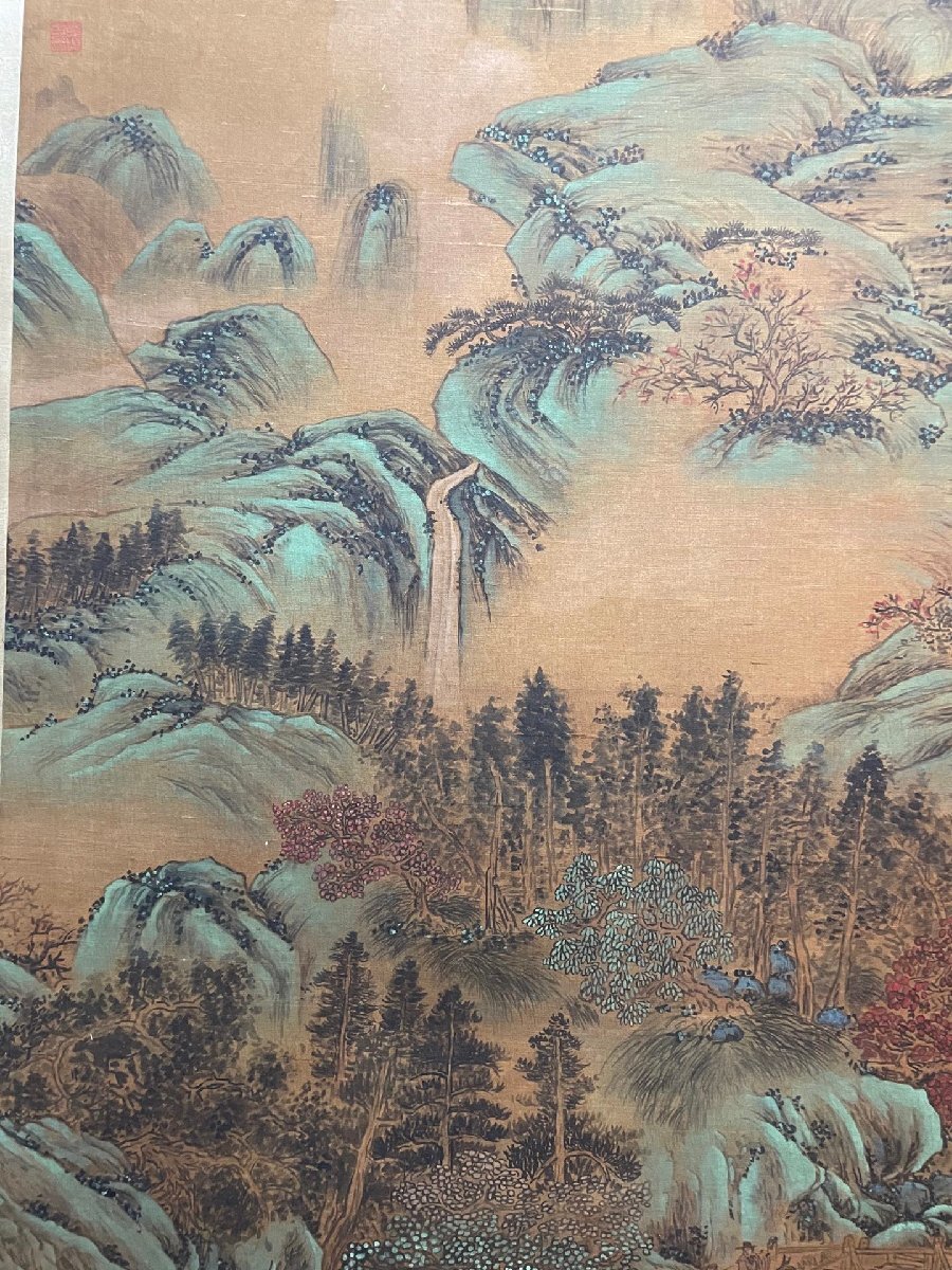 □大成美術□【唐寅書 絹本 山水図】(検)明代書画家 中国画 □大成美術□【唐寅書 絹本 山水図】(検)明代書画家 中国画