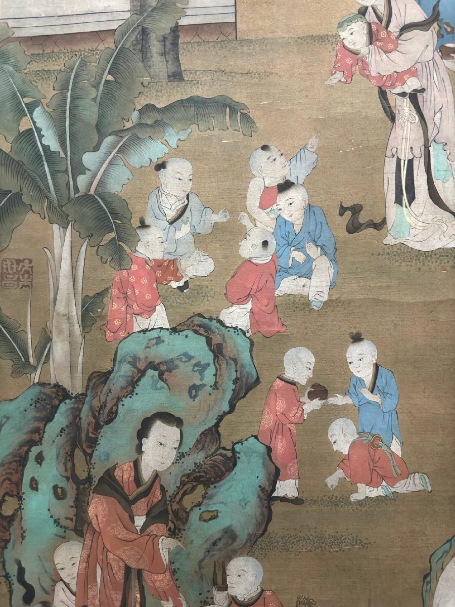 □大成美術□【蘇漢臣書 絹本 嬰戯図】(検)北宋時代書画家 □大成美術□【蘇漢臣書 絹本 嬰戯図】(検)北宋時代書画家