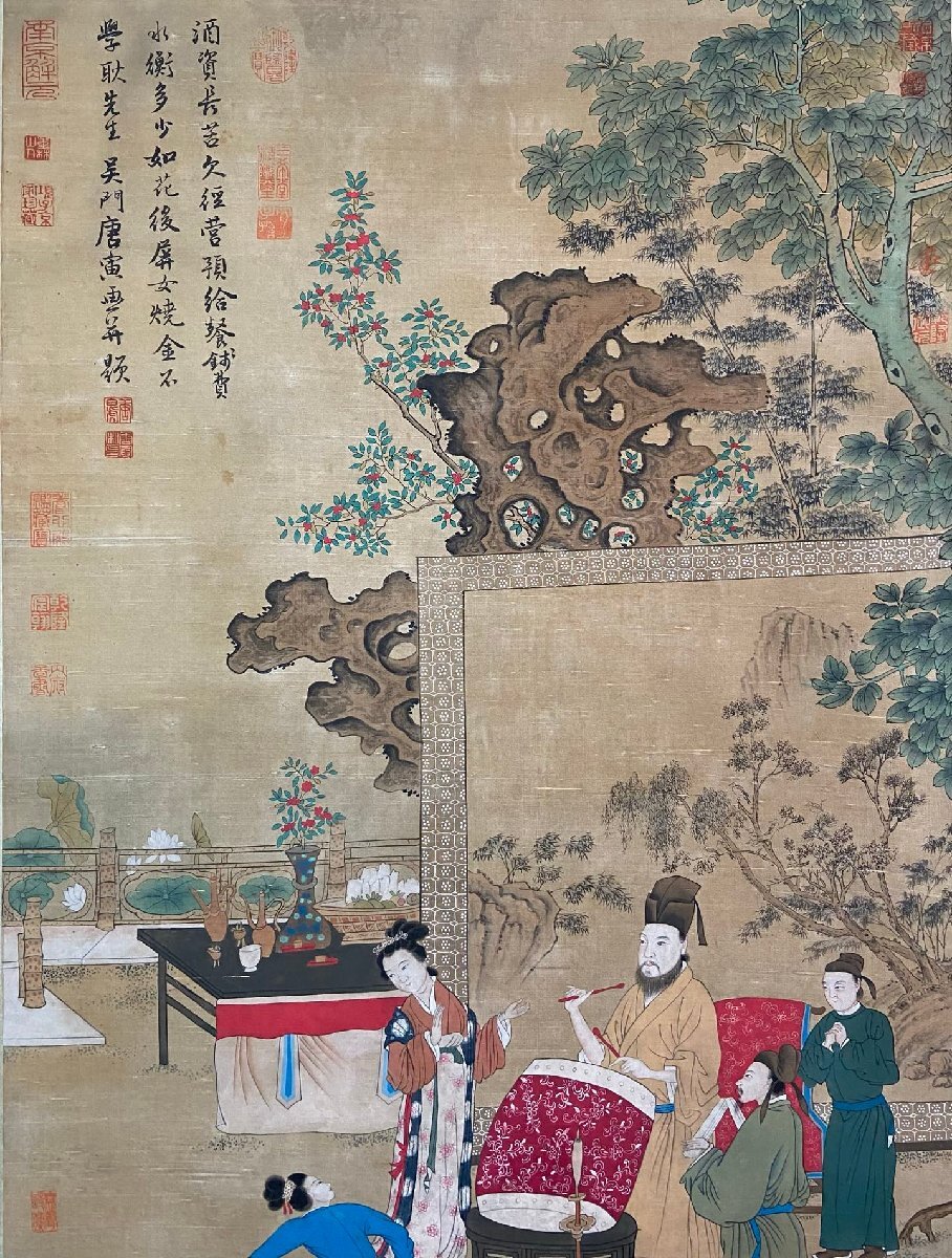 □大成美術□【唐寅書 絹本 人物図】 (検)明代書画家 中国画 □大成美術□【唐寅書 絹本 人物図】 (検)明代書画家 中国画