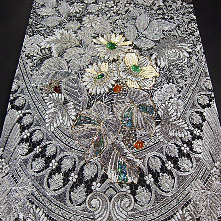 逸品 新品未仕立 豪華作品 藤本隆志 螺鈿入り西陣織高級六通柄 逸品 新品未仕立 豪華作品 藤本隆志 螺鈿入り西陣織高級六通柄