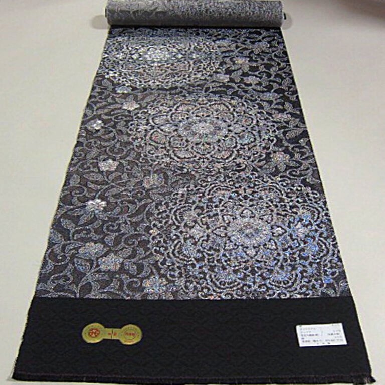華やかな逸品 新品未仕立 螺鈿入り 西陣織六通柄丸巻袋帯 大円華 華やかな逸品 新品未仕立 螺鈿入り 西陣織六通柄丸巻袋帯 大円華
