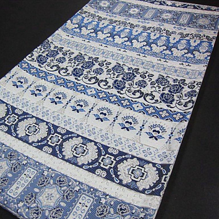 新品未仕立 西陣織高級六通柄袋帯 2400織 藍染 (未仕立て 新品未仕立 西陣織高級六通柄袋帯 2400織 藍染 (未仕立て