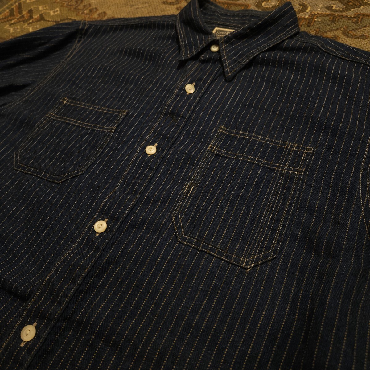 傑作品】 RRL Indigo Wabash Striped Work Shirt 【M 傑作品】 RRL Indigo Wabash Striped Work Shirt 【M