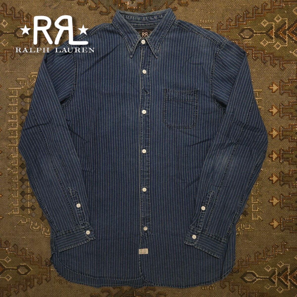 傑作品】 RRL Indigo Wabash Striped Work Shirt 【M 傑作品】 RRL Indigo Wabash Striped Work Shirt 【M