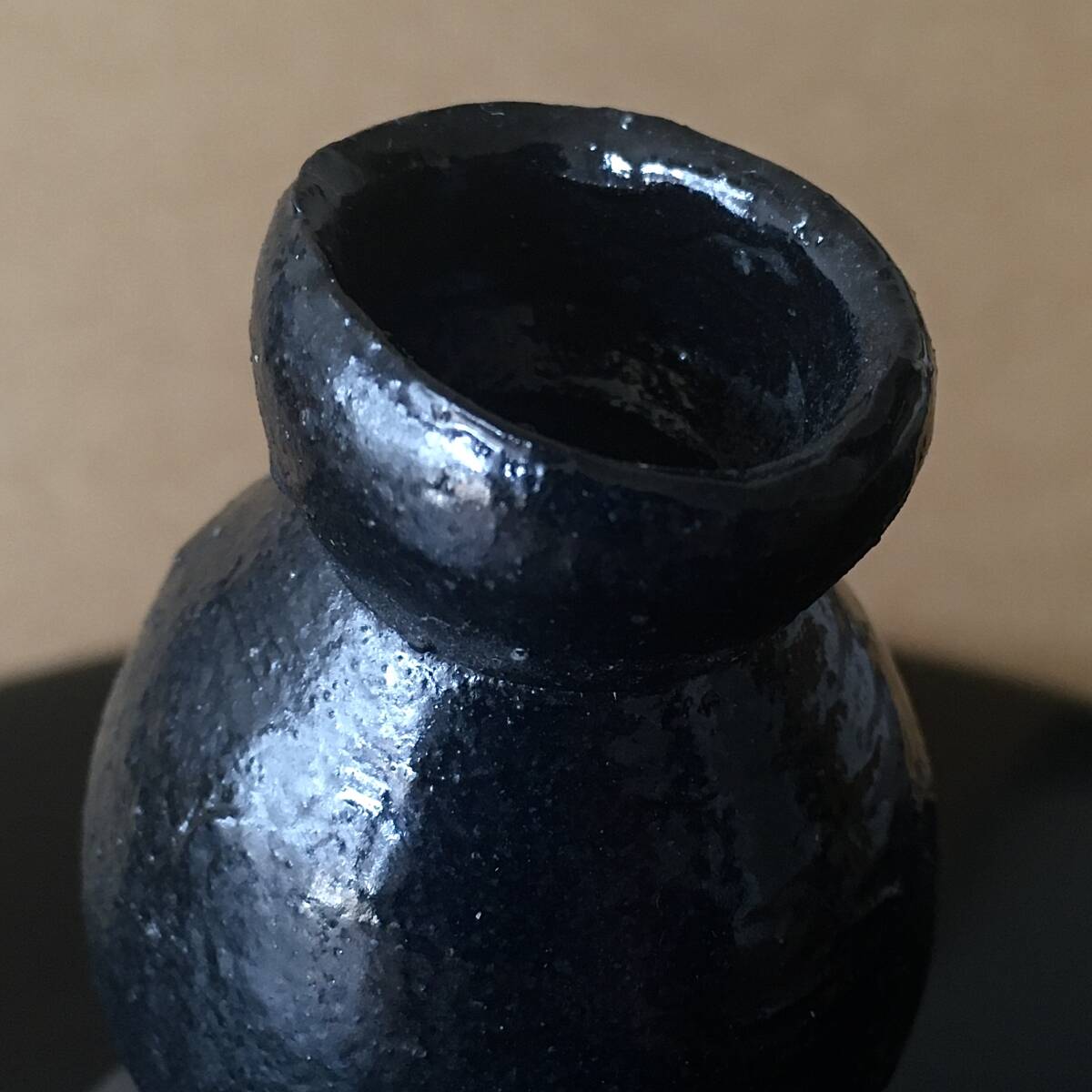 ☆隠崎隆一 黒 酔器 瓢徳利 / 師 伊勢崎淳 人間国宝 備前焼 現代 ☆隠崎隆一 黒 酔器 瓢徳利 / 師 伊勢崎淳 人間国宝 備前焼 現代