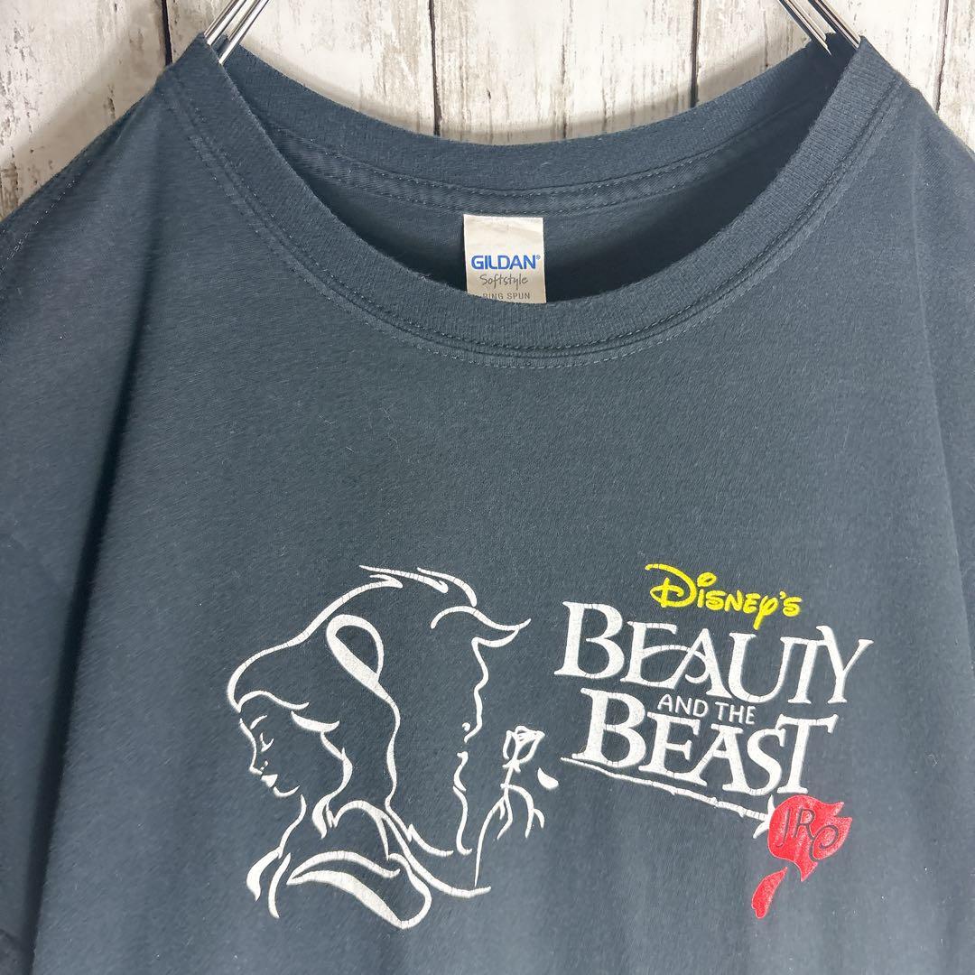 美女と野獣】ディズニー ムービーtシャツ 映画 アニメ L 古着 美女と野獣】ディズニー ムービーtシャツ 映画 アニメ L 古着