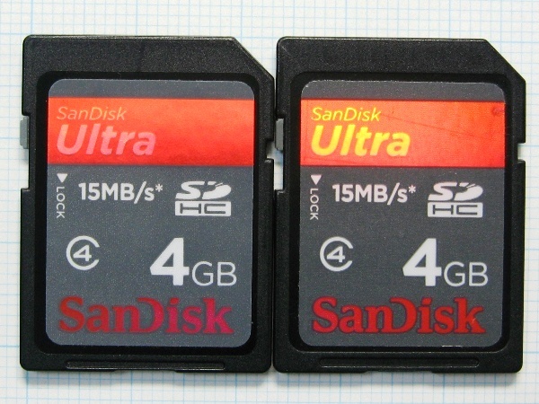 ★SanDisk ＳＤＨＣメモリーカード ４GB ２枚 中古★送料８５円?１８５円