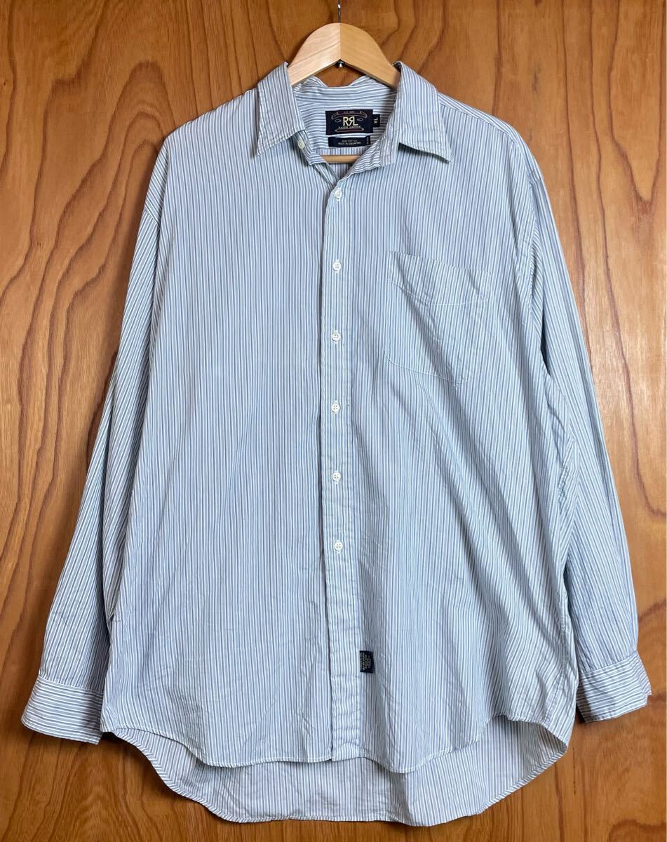 超希少 90s 三ツ星タグ RRL ストライプ 長袖シャツ ダブルアール 超希少 90s 三ツ星タグ RRL ストライプ 長袖シャツ ダブルアール