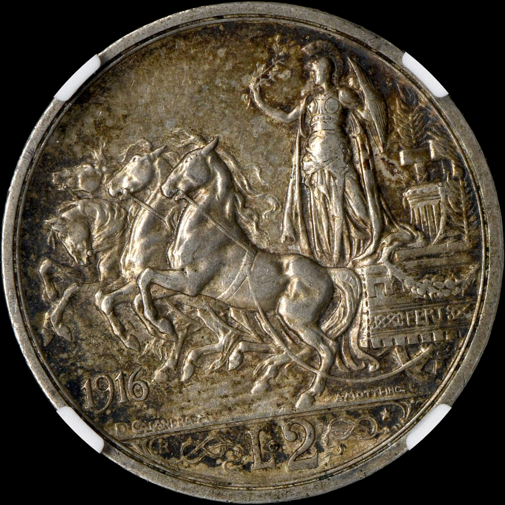 ☆日終 【NGC AU55】1916R イタリア 2L銀貨 極美品 //世界コイン ☆日終 【NGC AU55】1916R イタリア 2L銀貨 極美品 //世界コイン