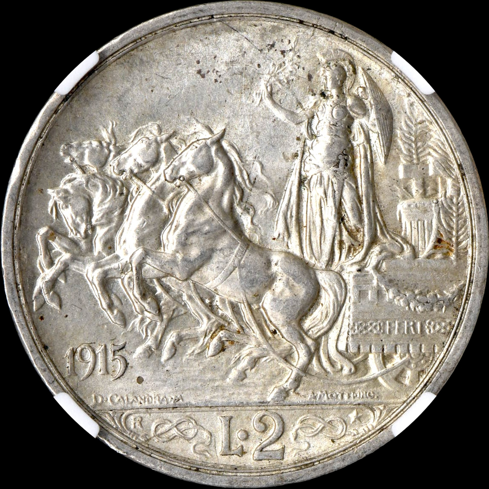 ☆日終 【NGC MS63】1915R イタリア 2L銀貨 未使用 //世界コイン ☆日終 【NGC MS63】1915R イタリア 2L銀貨 未使用 //世界コイン