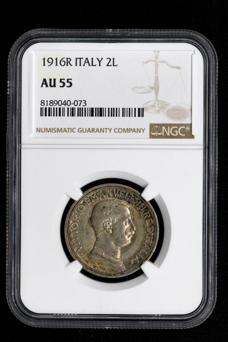 1916年R イタリア 2リラ銀貨 クアドリガ アンティークコイン