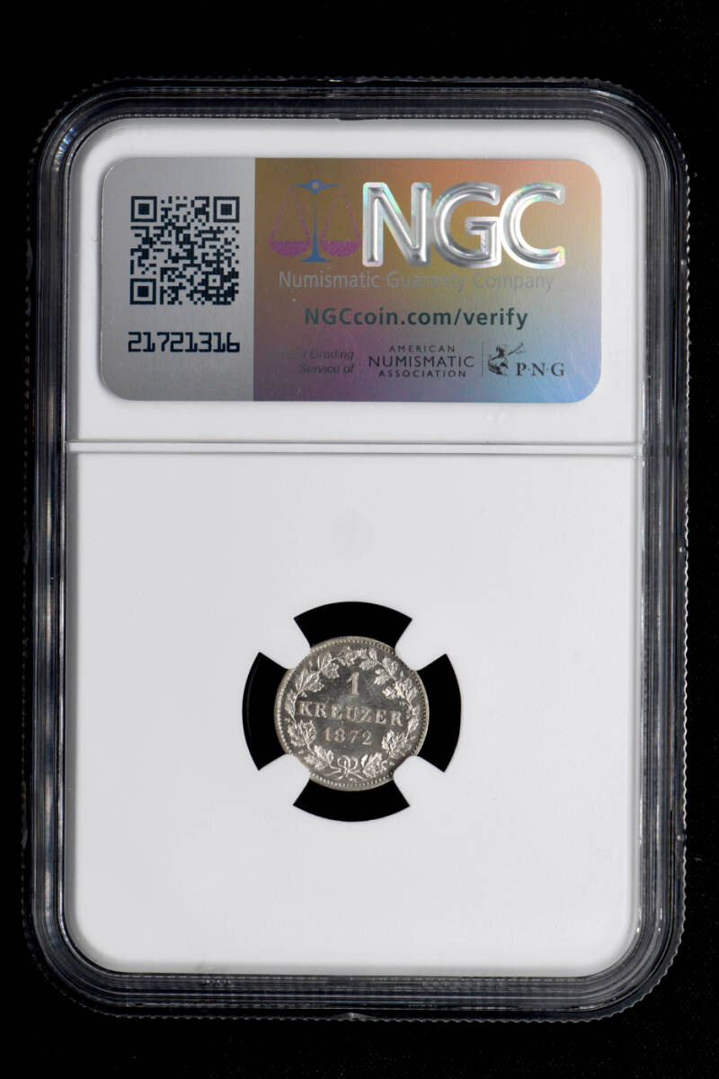 ☆日終 【NGC MS66 N社準最高鑑定】1872 ドイツ バーデン ☆日終 【NGC MS66 N社準最高鑑定】1872 ドイツ バーデン