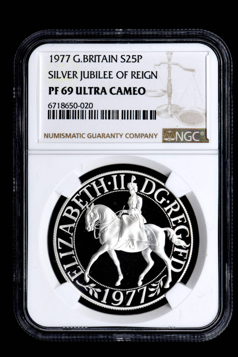 ☆日終【NGC PF69 UL CA N社準最高鑑定】1977 イギリス S25P銀貨 ☆日終【NGC PF69 UL CA N社準最高鑑定】1977 イギリス S25P銀貨