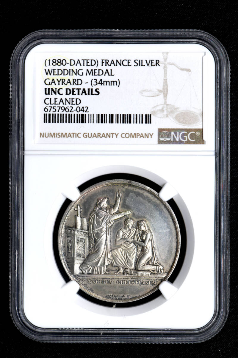 ☆木終 【NGC UNC D】1880 フランス ジェトン銀貨 手彫り文字 ☆木終 【NGC UNC D】1880 フランス ジェトン銀貨 手彫り文字