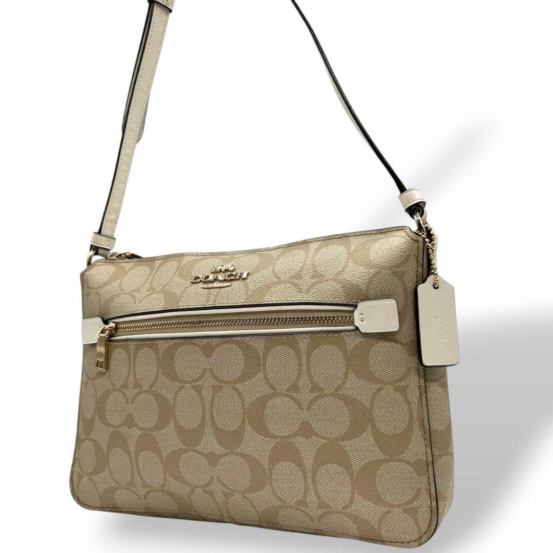コーチ ショルダーバッグ 白 シグネチャー 斜め掛け COACH PVC コーチ ショルダーバッグ 白 シグネチャー 斜め掛け COACH PVC