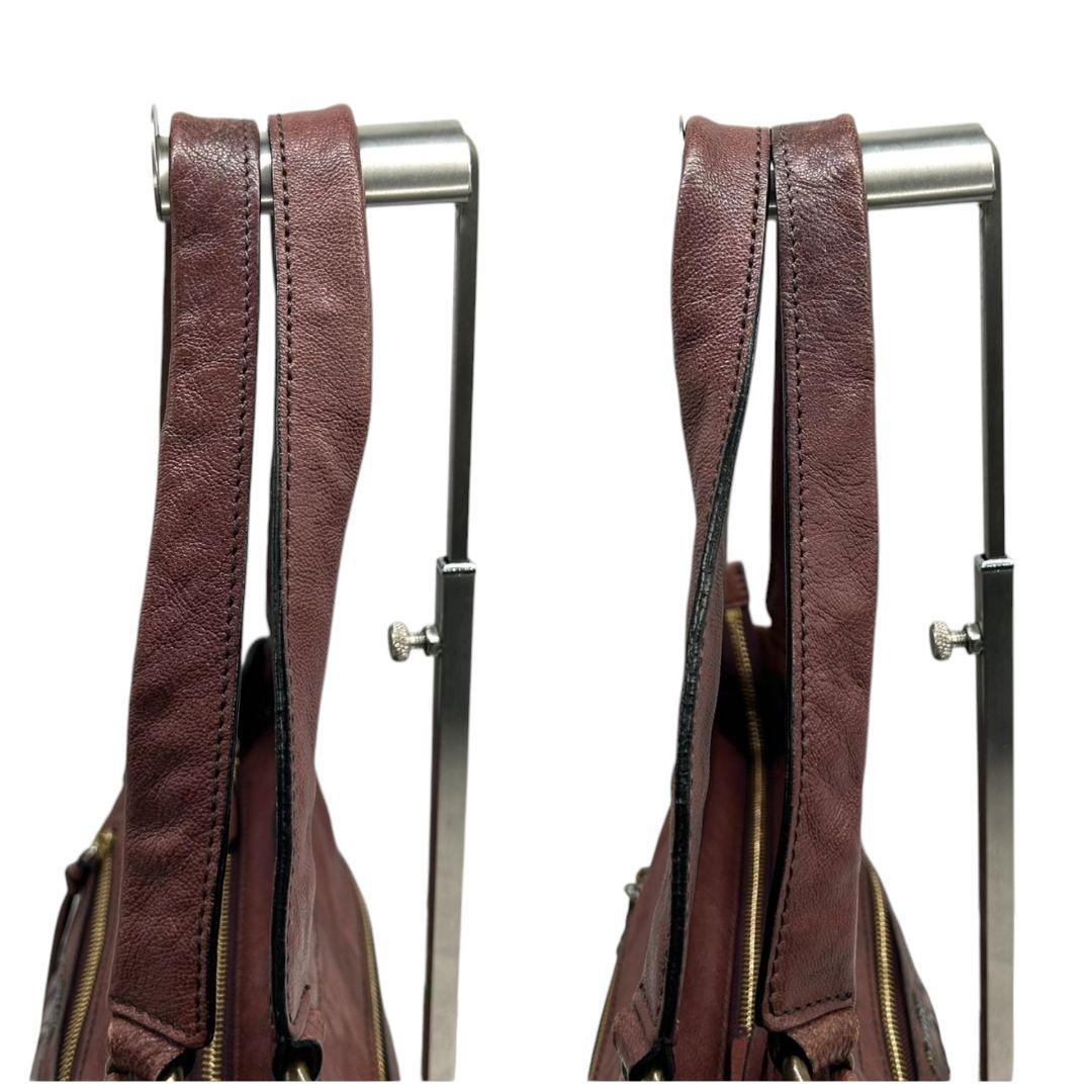 美品　anasui アナスイ　ハンドバッグ　茶　レザー　ローズ　ステッチ s88