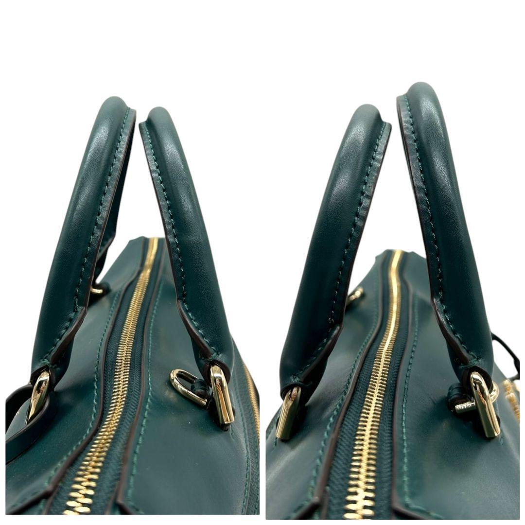 美品 マイケルコース ハンドバッグ 2way 緑 レザー ミニボストン 美品 マイケルコース ハンドバッグ 2way 緑 レザー ミニボストン