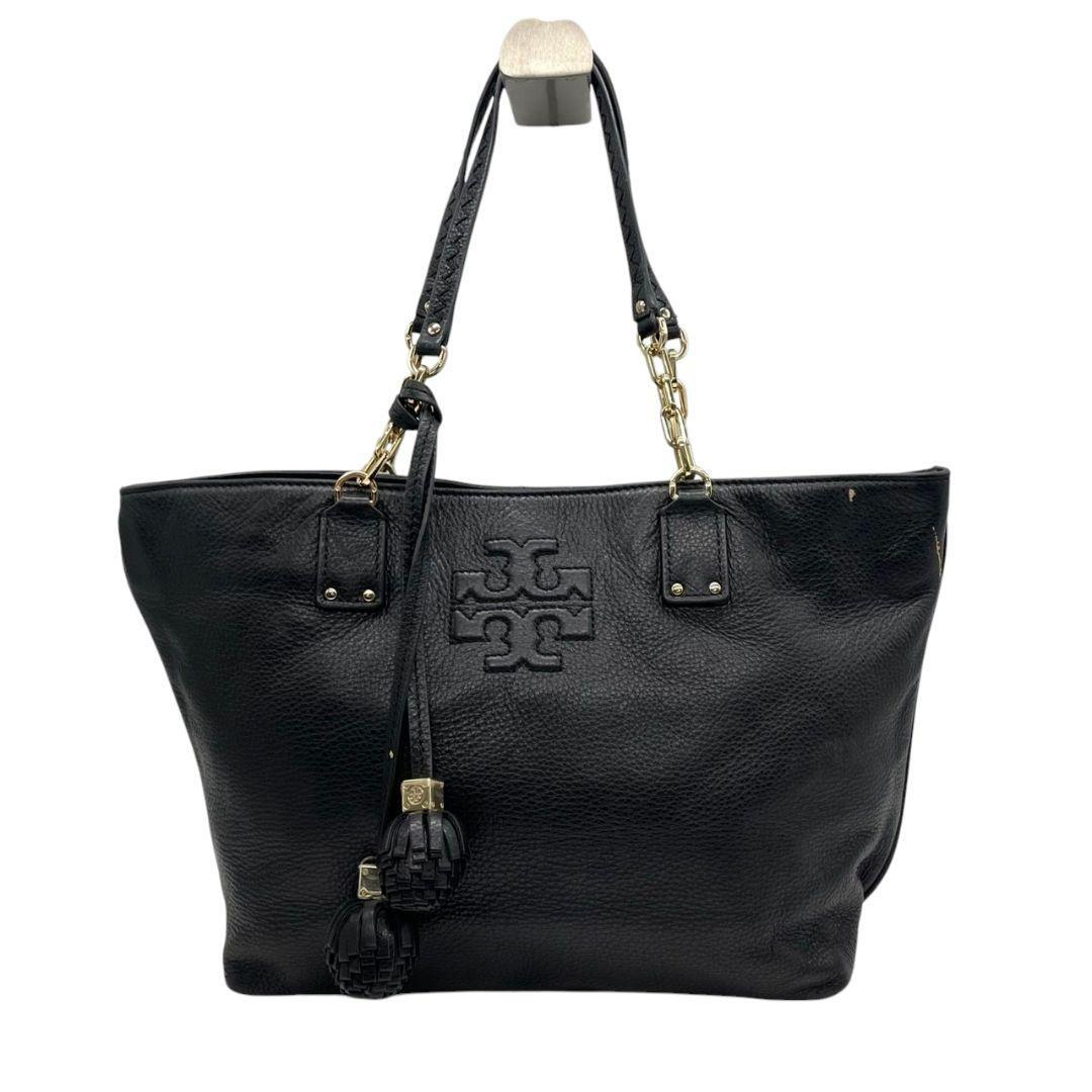  Tory Burch большая сумка чёрный кожа Logo кисточка бахрома s30