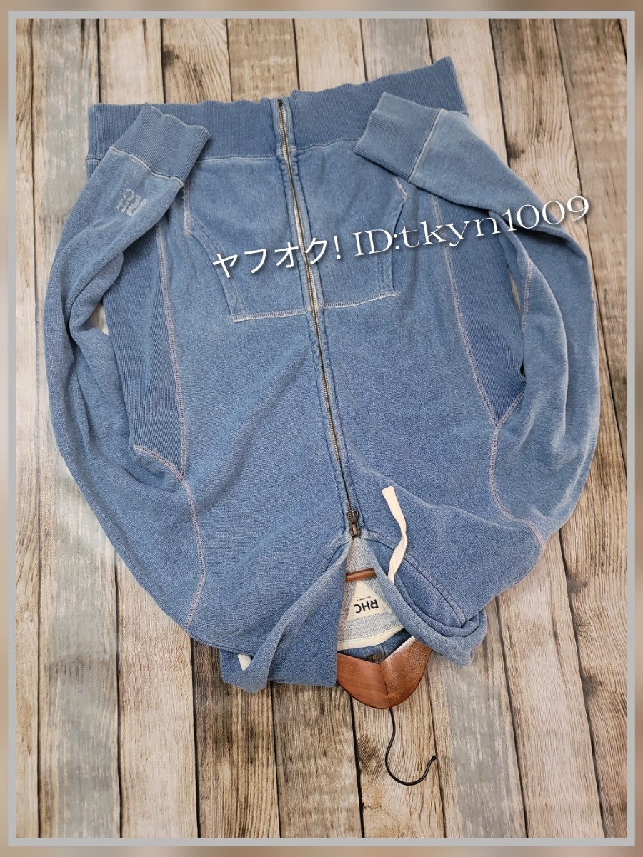 RHC Ron Herman ロンハーマン Indigo Zip up Sweat Hoodie インディゴ ジップアップ RHC ロゴ入り パーカー フーディー_画像3
