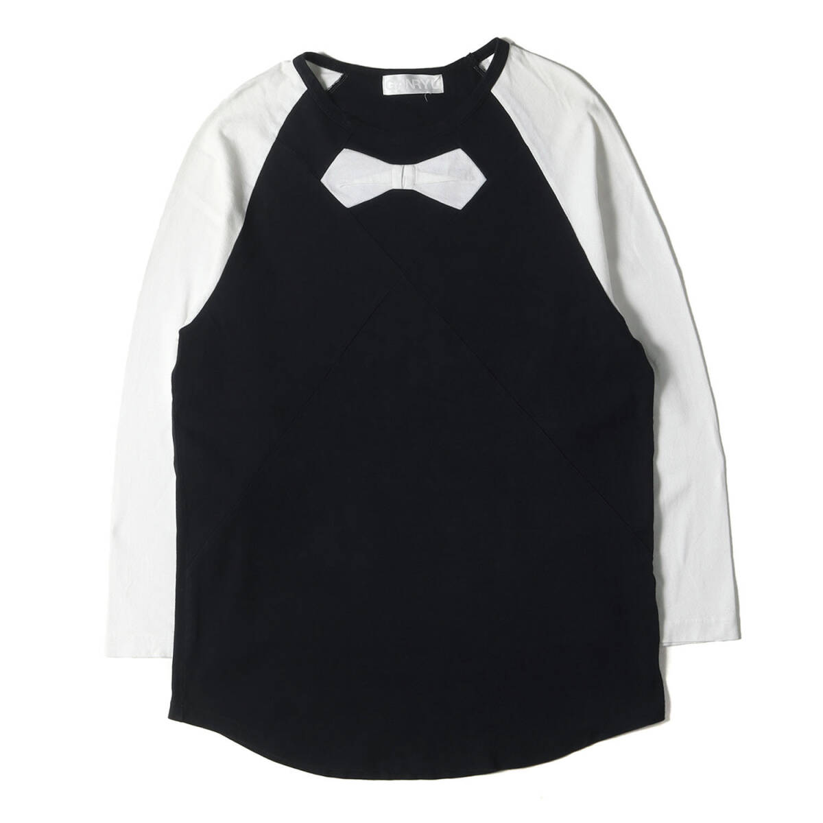 GANRYU COMME des GARCONS ガンリュウコムデギャルソン カットソー / ボウタイ 切替 ラグラン クォータースリーブ カットソー 蝶ネクタイ