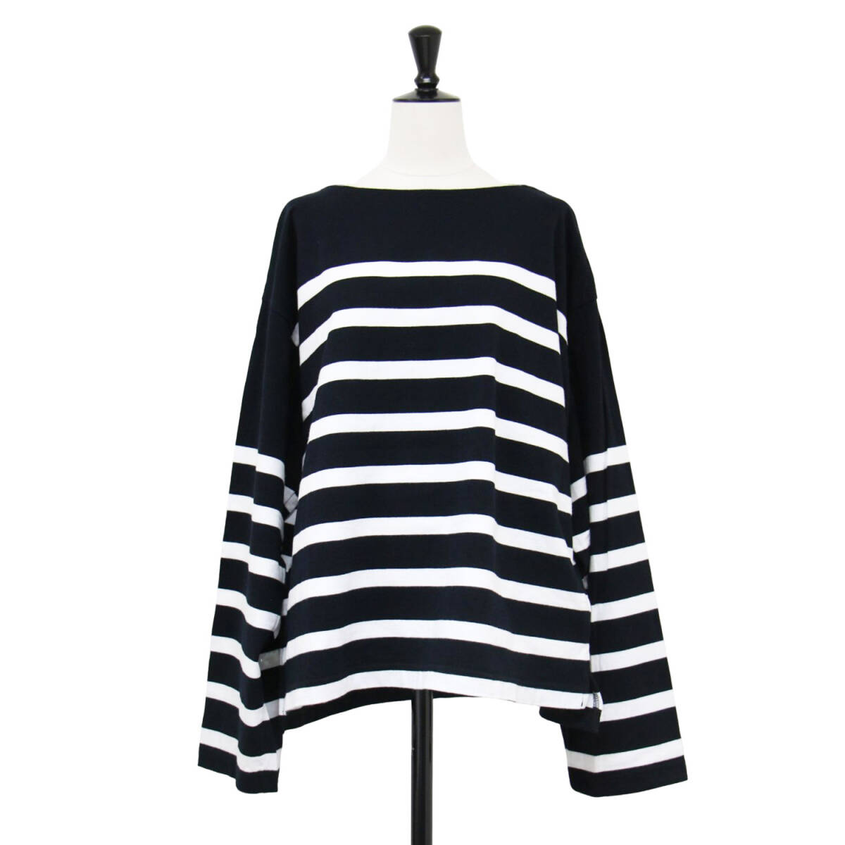 Johnbull ジョンブル Tシャツ ブラック ホワイト 黒白 サイズ:M / 24春夏 AP STUDIO 別注 ワイドピッチ バスク Tシャツ / ボートネック