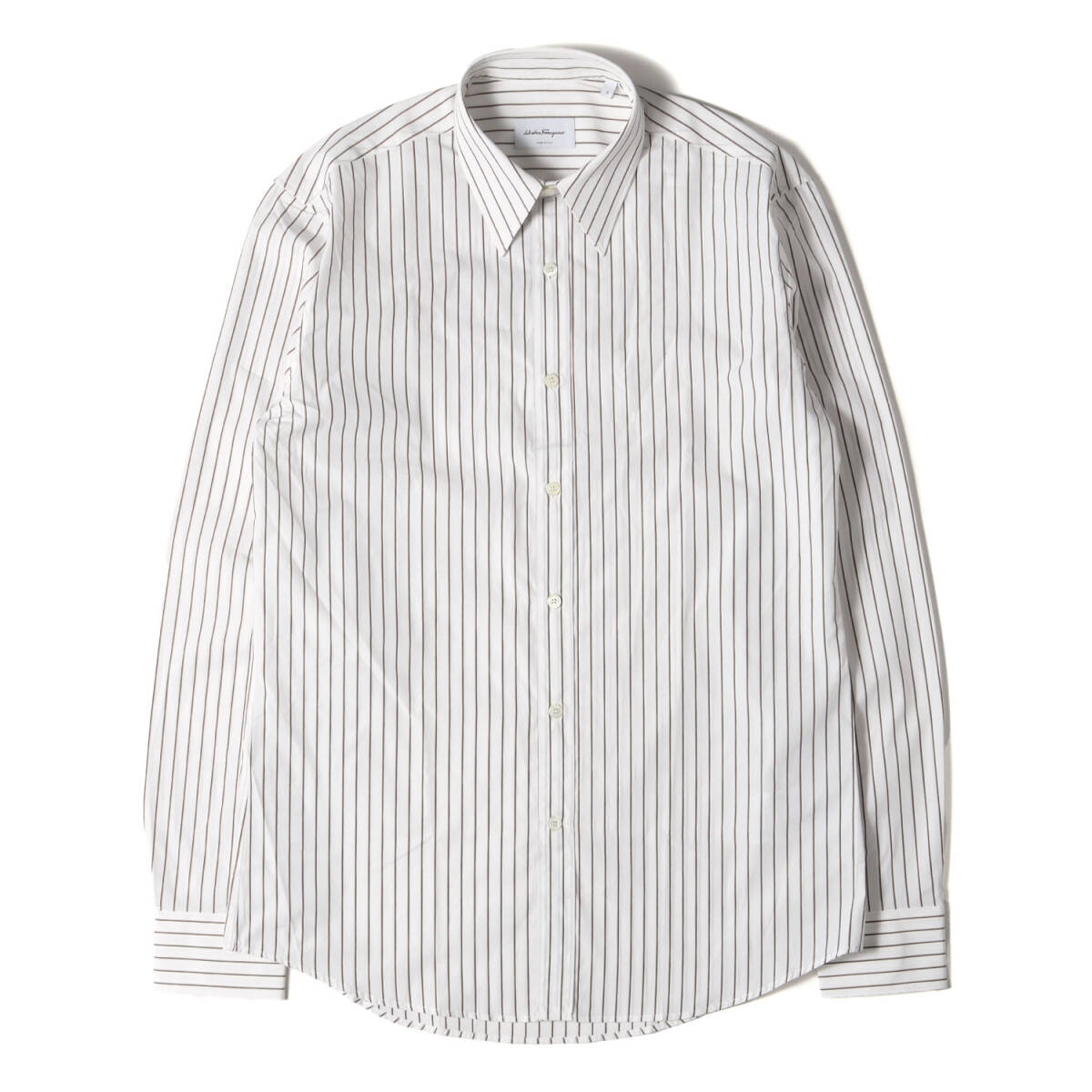 【新品】Salvatore Ferragamo サルヴァトーレ フェラガモ シャツ サイズ:S / 近年モデル ストライプ コットン ボタンシャツ / ホワイト
