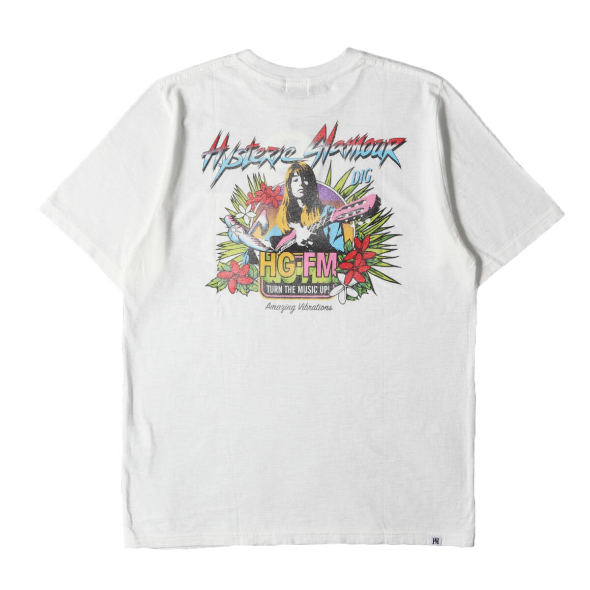 【新品】HYSTERIC GLAMOUR ヒステリックグラマー Tシャツ サイズ:L / HG-TROPIC FM プリント ポケット付 Tシャツ / ダーティーホワイト