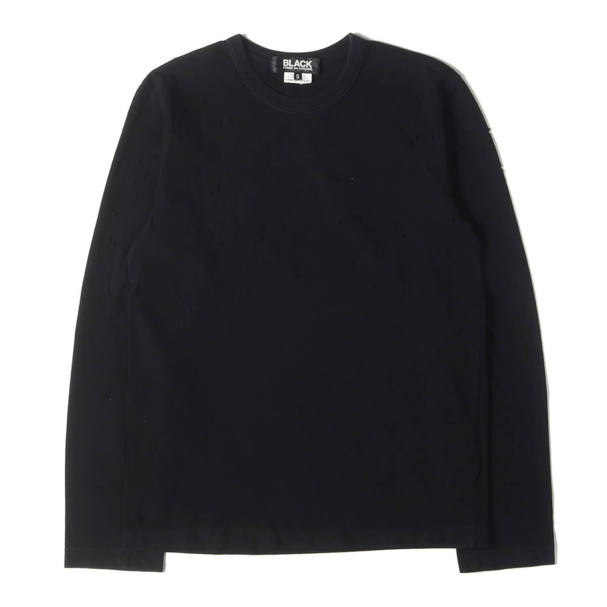 BLACK COMME des GARCONS ブラック コムデギャルソン カットソー サイズ:S / 穴あき加工 ロングスリーブ カットソー (1N-T009) / ブラック