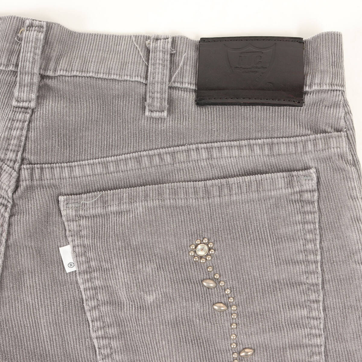 HTC エイチティーシー パンツ サイズ:記載なし(L位) / 古著リメイク フラワースタッズ Levis 517 コーデュロイパンツ / グレー / コラボ