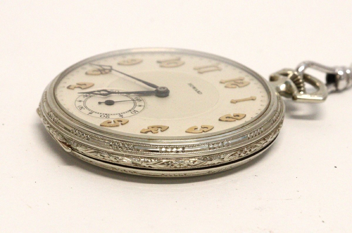 ジャンク時計☆Howardハワード 懐中時計 14K WHITEGOLD チェーン ジャンク時計☆Howardハワード 懐中時計 14K WHITEGOLD チェーン