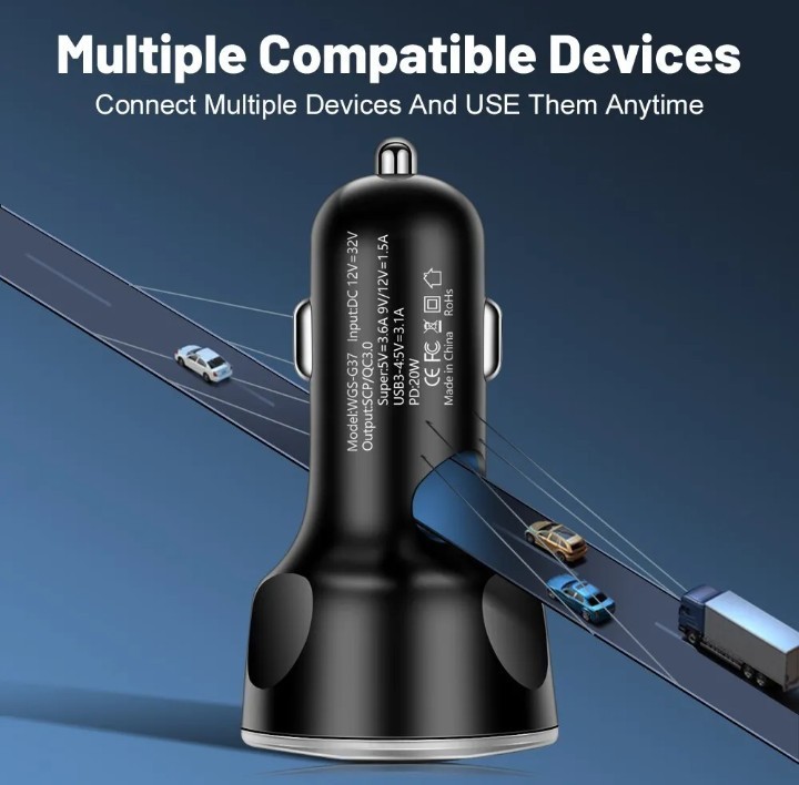  автомобильный быстрое зарядное устройство прикуриватель зарядка 15.5W3.1A USB3.1A×4 место USB Type-C×1 место белый! новый товар бесплатная доставка 