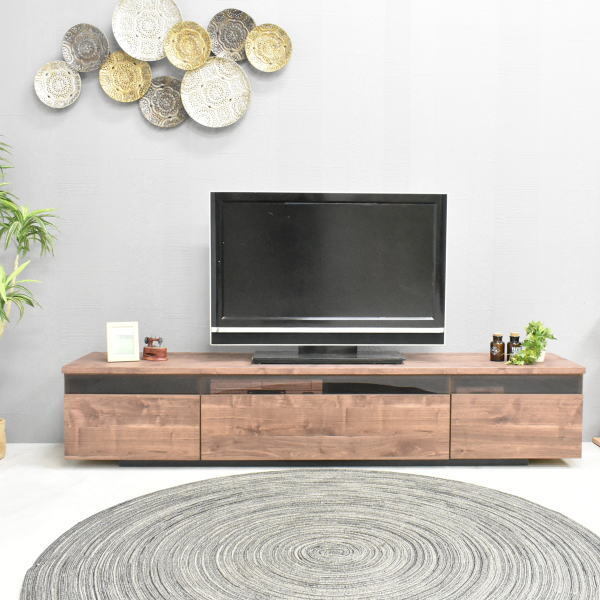 ST27-3NZQ:【地域限定送料無料 新品 即決】國産200cm幅ワイドテレビボード ブラウン【日本制リビング収納ローボードTV臺outlet家具】