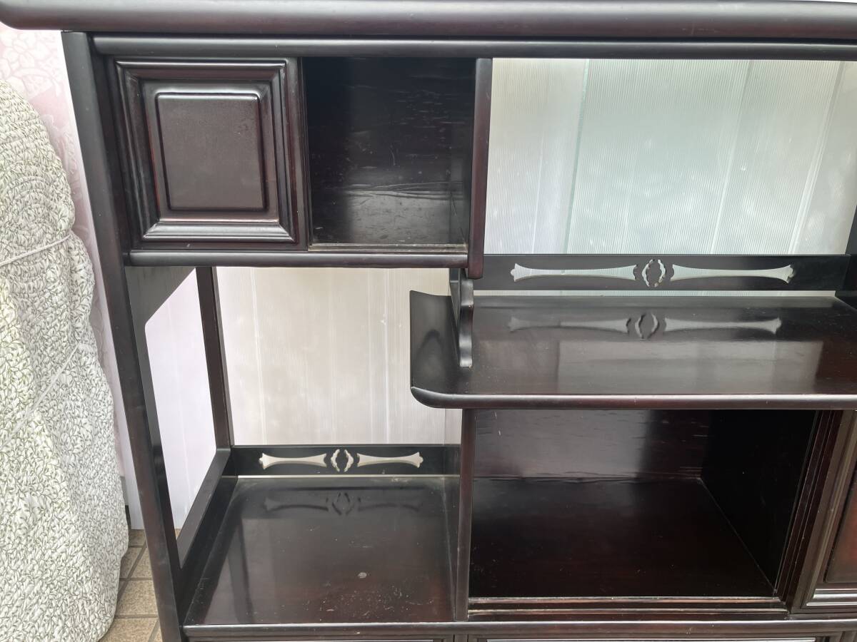 ◇唐木高級茶棚 黒檀 茶箪笥 飾り棚 和家具 アンティーク 昭和 ◇唐木高級茶棚 黒檀 茶箪笥 飾り棚 和家具 アンティーク 昭和