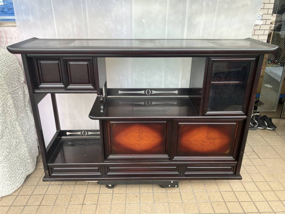◇唐木高級茶棚 黒檀 茶箪笥 飾り棚 和家具 アンティーク 昭和 ◇唐木高級茶棚 黒檀 茶箪笥 飾り棚 和家具 アンティーク 昭和