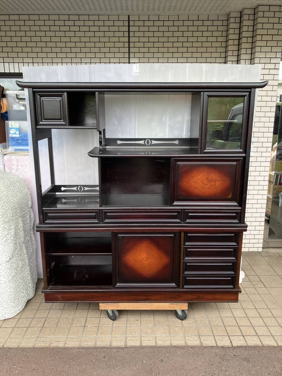 ◇唐木高級茶棚 黒檀 茶箪笥 飾り棚 和家具 アンティーク 昭和 ◇唐木高級茶棚 黒檀 茶箪笥 飾り棚 和家具 アンティーク 昭和