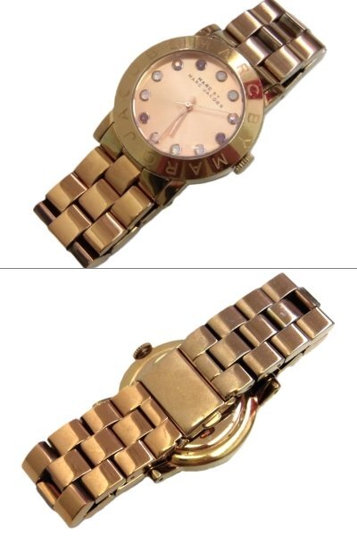 動(dòng)作確認(rèn)済 MARC BY MARC JACOBS マークバイマークジェイコブス レディース腕時(shí)計(jì) ゴールド×ピンク QZ MBM3216 ●☆
