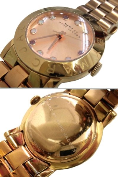 動(dòng)作確認(rèn)済 MARC BY MARC JACOBS マークバイマークジェイコブス レディース腕時(shí)計(jì) ゴールド×ピンク QZ MBM3216 ●☆