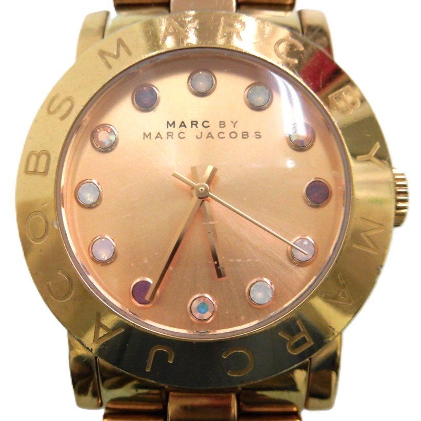 動(dòng)作確認(rèn)済 MARC BY MARC JACOBS マークバイマークジェイコブス レディース腕時(shí)計(jì) ゴールド×ピンク QZ MBM3216 ●☆