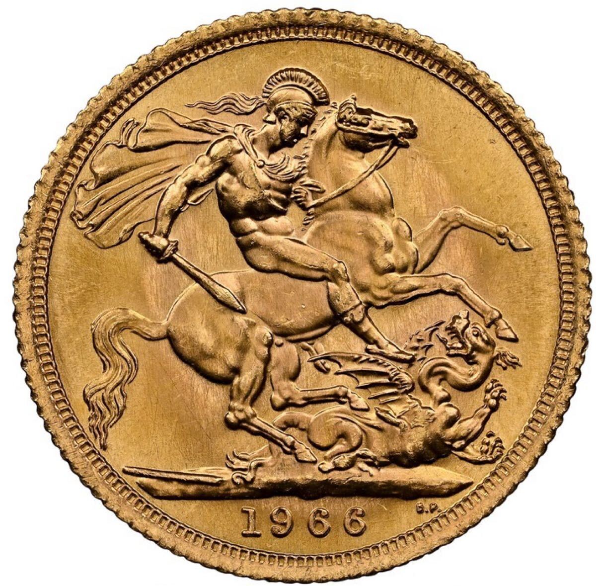 1966年エリザベス2世ソブリン金貨】英国 ヤング・ヤング